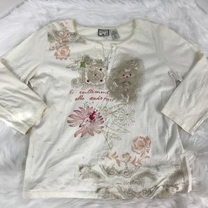 Caribbean Joe Embellished Sequin Glitter Henley